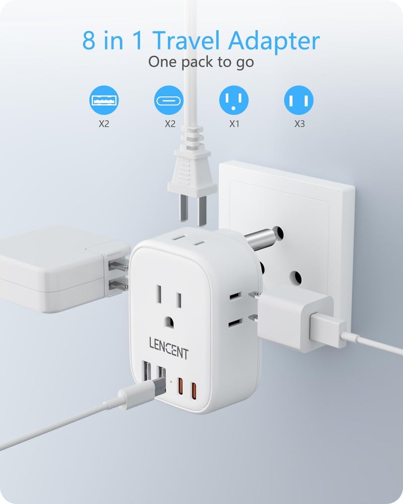 Lencent South Africa Plug Adapter, Type M Adapter For South Africa with 4 American Outlets, 4 USB Charger (2 USB C), Type M Plug Converter for US to Bhutan Botswana Namibia Zimbabwe Malaysia Sri Lanka - Image 3